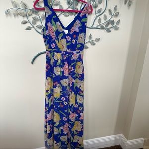 Modcloth Sapphire blue Floral Muster the Length Maxi Dress Small